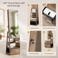 thumbnail image 3 of Skyhill 360°Swivel Jewelry Armoire, 60" Full Length Mirror Cabinet with 3 Rear Shelves, Bottom Drawer, Brown, 3 of 9