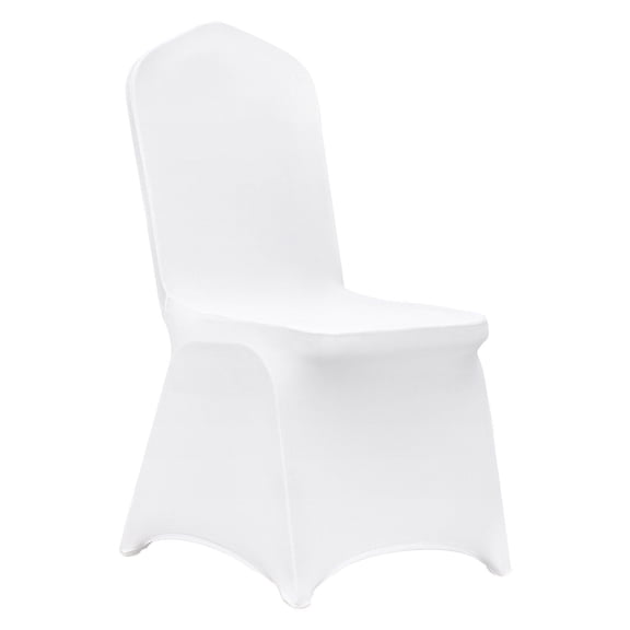 100 White Spandex Folding Chair Covers - Universal Fitted Protective Slipcovers for Events, Weddings, Banquets & Parties - Stretch Fabric Chair Protectors (560x450x935mm)