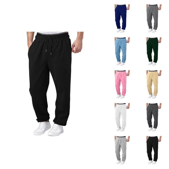 Mens Sweatpants 2026 Fashion Drawstring Elastic Waist Relaxed Fit Wide Leg Casual Pants with Pockets Trousers