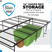 Boyd Sleep 14 Queen Size Metal Platform Bed Frame with No-Tool Assembly, Textured Anti-Slip Surface