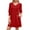 Red, variant on Qulqfy Red Dresses for Women 3/4 Sleeve Mini Casual Tunic Short Solid V Neck Dresses Fall Dresses for Women L