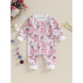 thumbnail image 2 of Elippeo Baby Girls Jumpsuit 3M 6M 12M 18M Long Sleeve Crew Neck Santa Claus Print Romper Christmas Clothes, 2 of 9