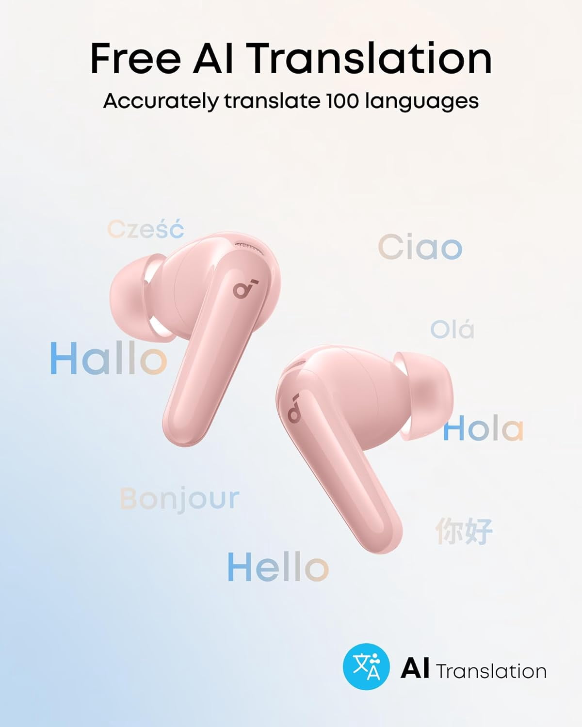 soundcore P31i Wireless Earbuds – Hi-Res Audio, Adaptive Noise Cancelling, 50H Battery Life, Fast Charging, IP55, Ultra-Portable – Pink