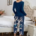 thumbnail image 4 of Conjunto de dos piezas para mujer, estampado de bloques de colores suaves, manga larga, cuello redondo, Tops de otoño, pantalones largos de cintura alta, pantalones, traje informal Wmkox8yi  bvn2029, 4 of 4