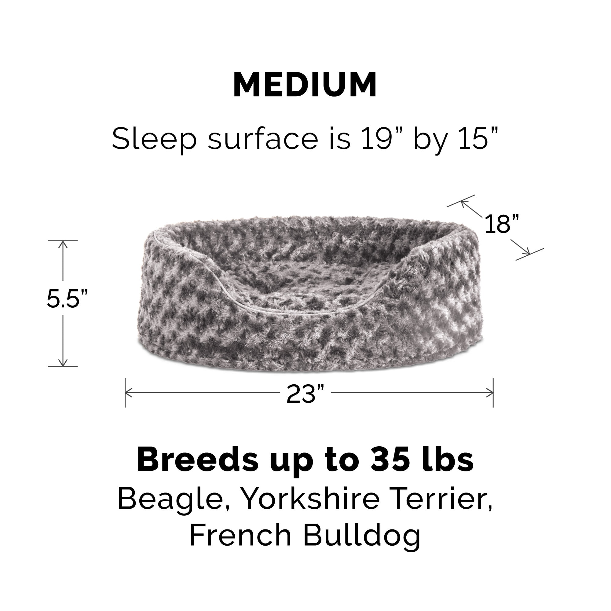 FurHaven Pet Products Ultra Plush Oval Pet Bed for Dogs & Cats - Gray, Medium