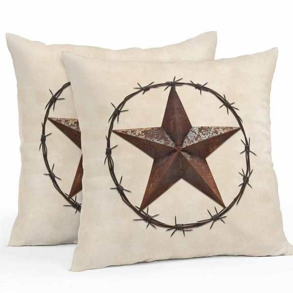 Outdoor Waterproof Pillow Covers Retro Country Western Stars Decorative Throw Pillow Protectors for Patio Sofa Garden Couch,18x18in 2 Pack