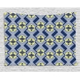thumbnail image 1 of Ikat Tapestry, Abstract Floral Motifs with Zig Zag Lines Old Fashioned Asian Culture, Wall Hanging for Bedroom Living Room Dorm Decor, 60W X 40L Inches, Night Blue White Yellow, by Ambesonne, 1 of 2