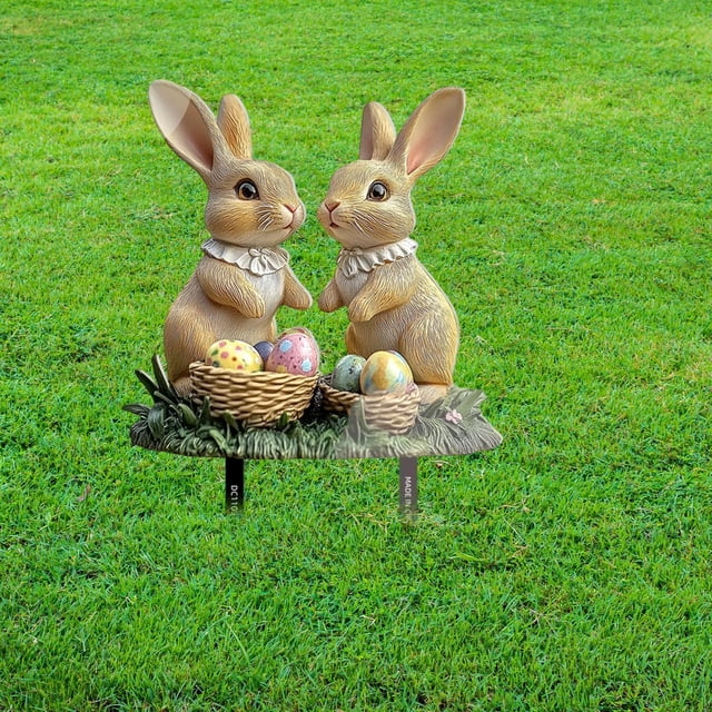 Conejos de jardín de Pascua Estaca Decoración de Pascua Accesorios 2d Party, adorno de estaca de letrero de patio de animales, para el patio del