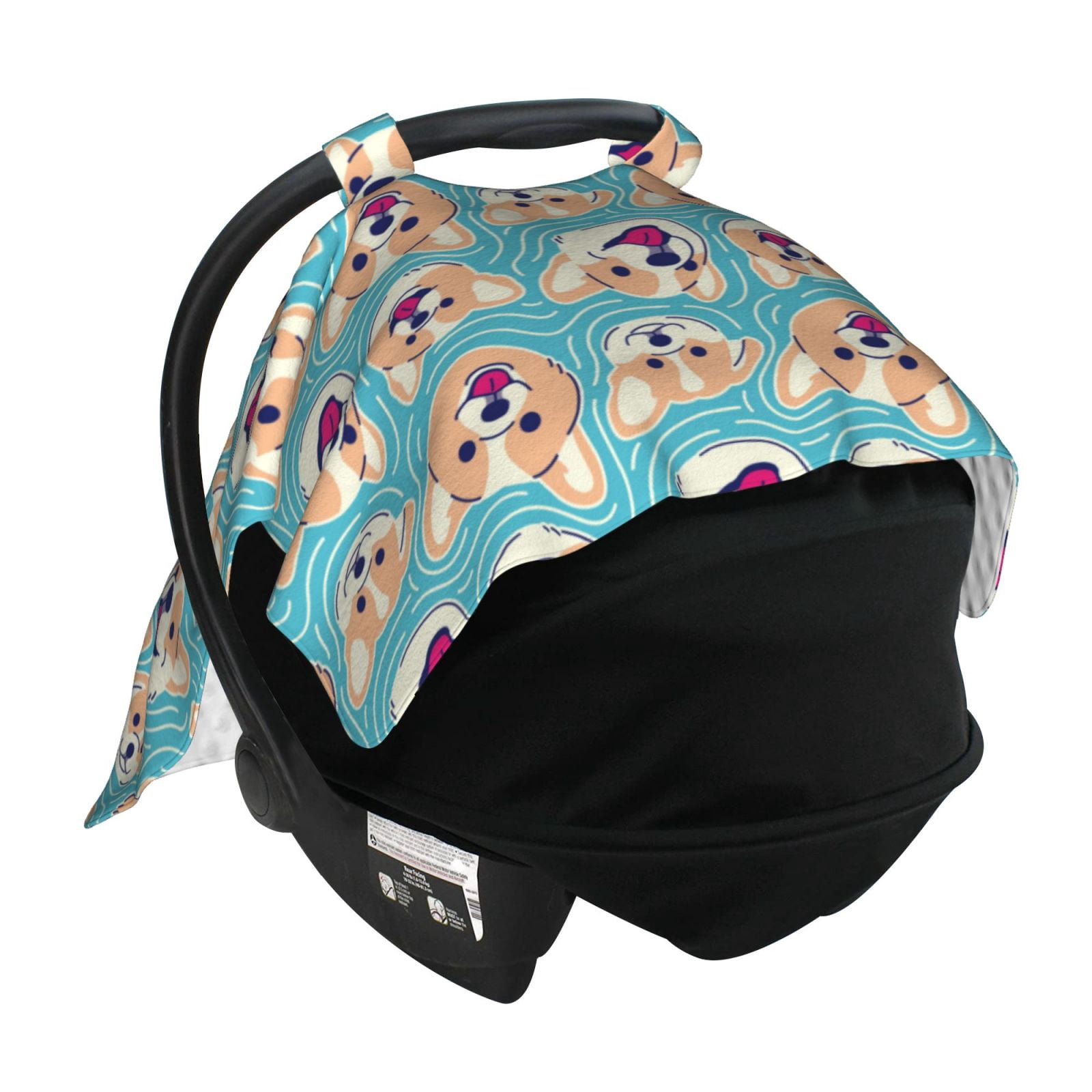 Naloa Cute Corgi Head Baby Car Seat Cover, Breathable Baby Carrier Cover, Multiuse Baby Carrier Cover & Nursing Breastfeeding Cover
