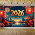 thumbnail image 1 of Fireworks Happy New Year Banner Decorative Design Celebration Banner for Holiday Party Indoor Decoration Photo Shoot, 1 of 5