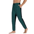 thumbnail image 3 of Kdxio Black And Teal Checkerboard Pattern Joggers,Sweatpants for Men with Pockets-Small, 3 of 5