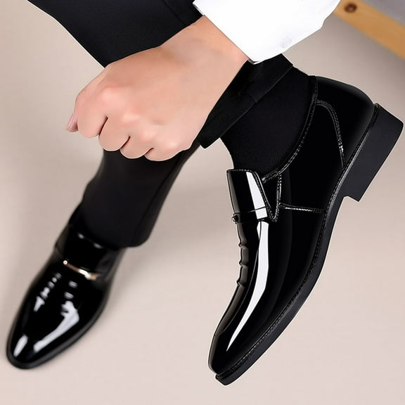 Tawop Dress Shoes Men Faux Leather Casual Dress Shoes British Fashion Business Soft Sole Black Size:6.5