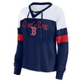 thumbnail image 2 of Women's Fanatics Navy/White Boston Red Sox Even Match Lace-Up Long Sleeve V-Neck T-Shirt, 2 of 5