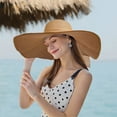 thumbnail image 3 of Floppy Big Beach Sombreros de Paja para Mujer Plegable Verano ala Ancha Sombrero para el Sol Plegable Sombrero de Paja de Viaje para Mujer Sombrero Fedora, 3 of 5