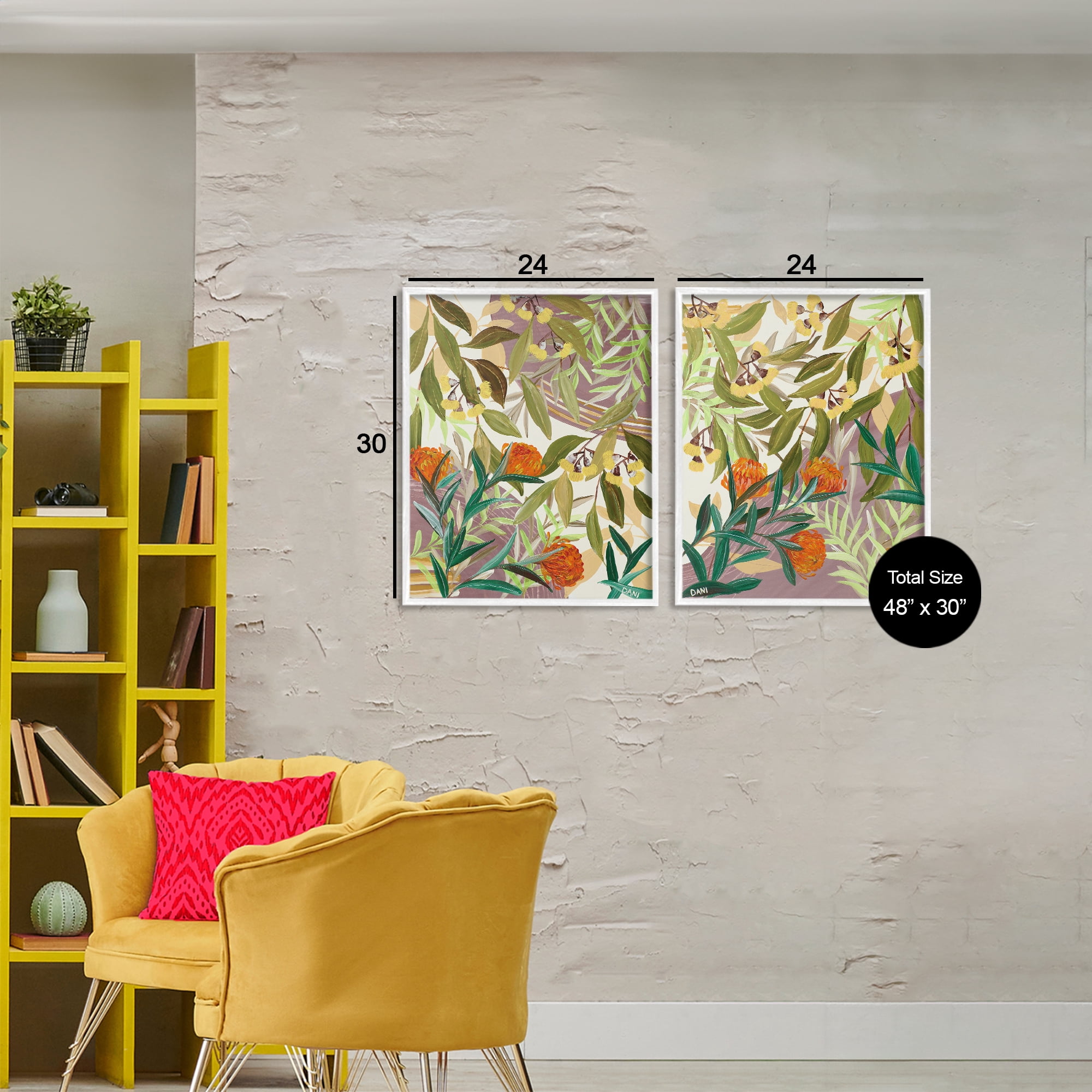 Stupell Industries Walk With Me Botanicals 2 Piece White Framed Giclee Art Set, design by Dani Heyward