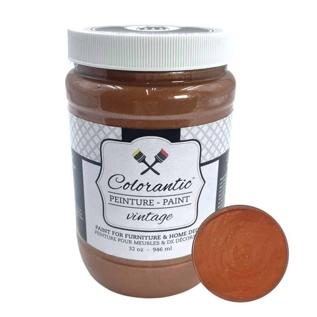 Colorantic | Furniture DIY Copper Metallic Chalk Based Paint | Art Craft Walls Opaque (32 oz, Copper)
