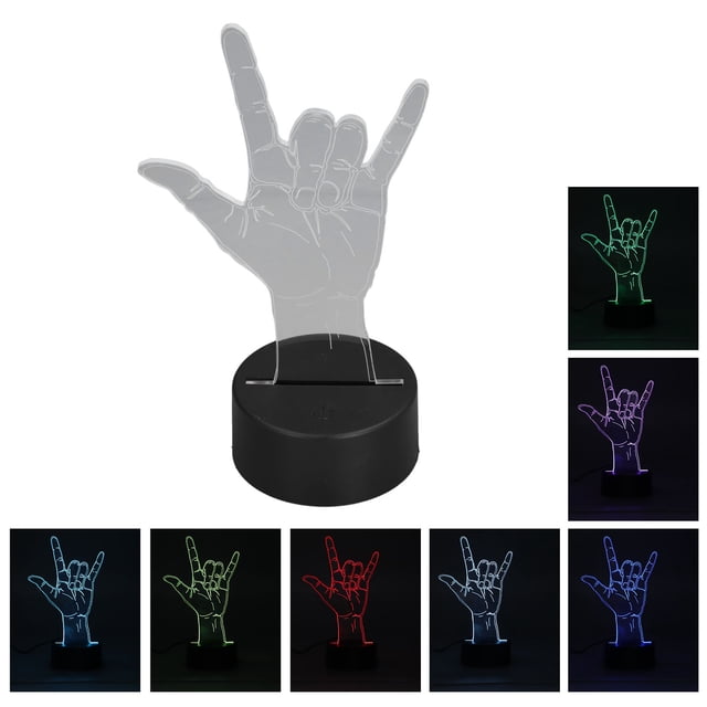 Luz de noche colorida Te amo, luz de lenguaje de señas 3D Te amo Luz de lenguaje de señas Colores DLE Lámpara romántica confiable y duradera