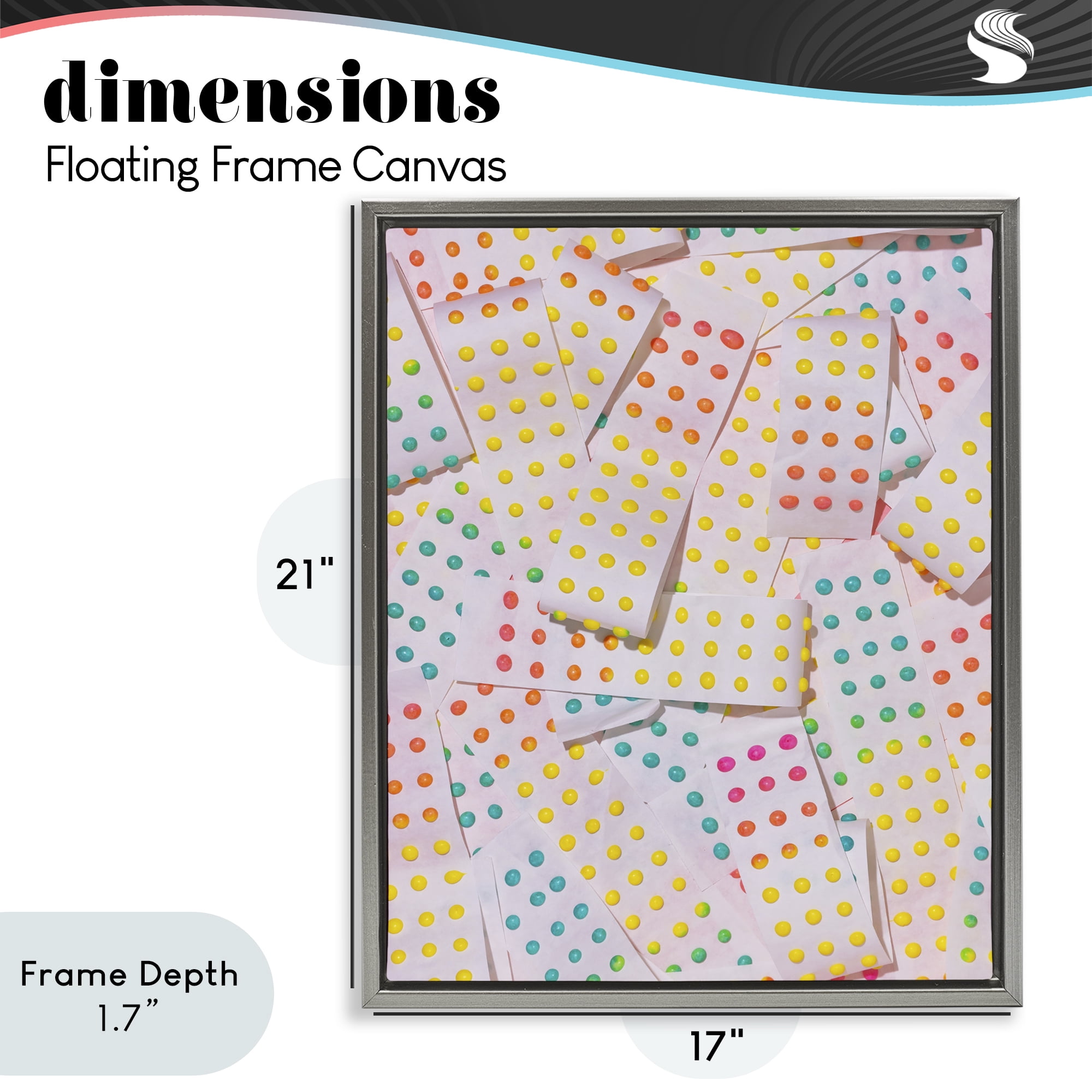 Stupell Industries Retro Color Candy Dots Gray Framed Floater Canvas Wall Art, design by LISH Creative