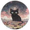 thumbnail image 3 of Cute Planet Cat Round Small Area Rug, Print Non Slip Washable Floor Mat, Soft Throw Rug for Living Room, Powder Room Entryway, Bathroom, Bedside, 3 of 6