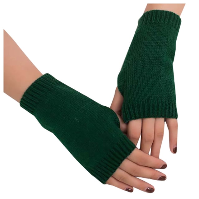 AWZXDE Womens Gloves Winter Solid Color Knitted Keep Warm Soft Arm Fingerless Mitten