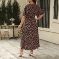 thumbnail image 5 of Womens Dresses Plus Size Sales Under $10s Casual Cuihua Flare Short Sleeve Waist V-Neck Mid Calf Dress, 5 of 5