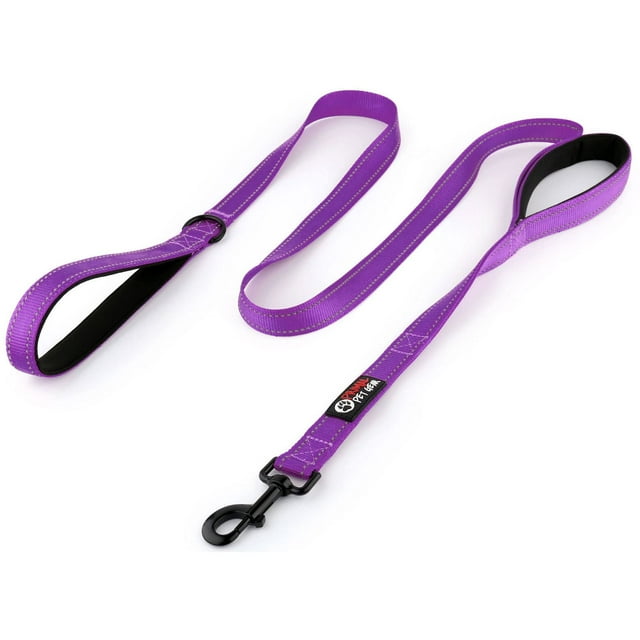 Correa para perros Primal Pet Gear, doble asa, nailon, 1,8 m, color morado