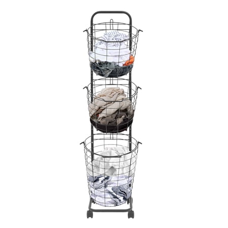 Laundry Basket on Wheels, 3 Tier Large Laundry Hampers, Clothing Sorting Laundry Baskets, for Laundry Rooms, Balconies, Toilets, and in Bedrooms for Daily Necessities