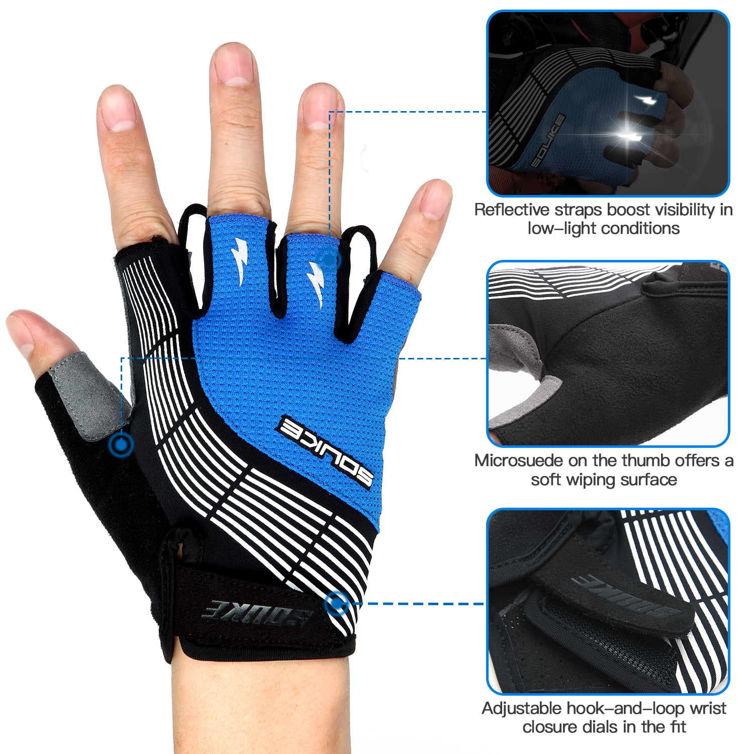 Souke Sports Cycling Gloves Men Women Gel Shock Absorption Full Finger Gloves 
