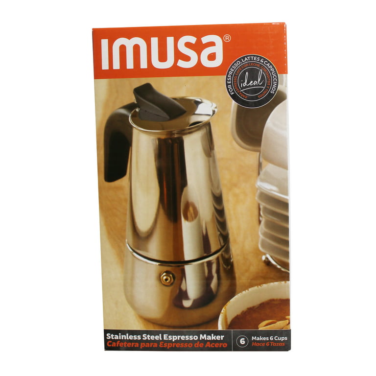  Imusa USA Aluminum Stovetop 6-cup Espresso Maker (B120