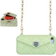 thumbnail image 1 of Wallet Case Compatible with iPhone, Pretty Luxury Bag Design, Purse Flip Card Pouch Cover Soft Silicone Case with Hand Holder Long Shoulder Strap(Light Green,iPhone 12 Pro max), 1 of 5
