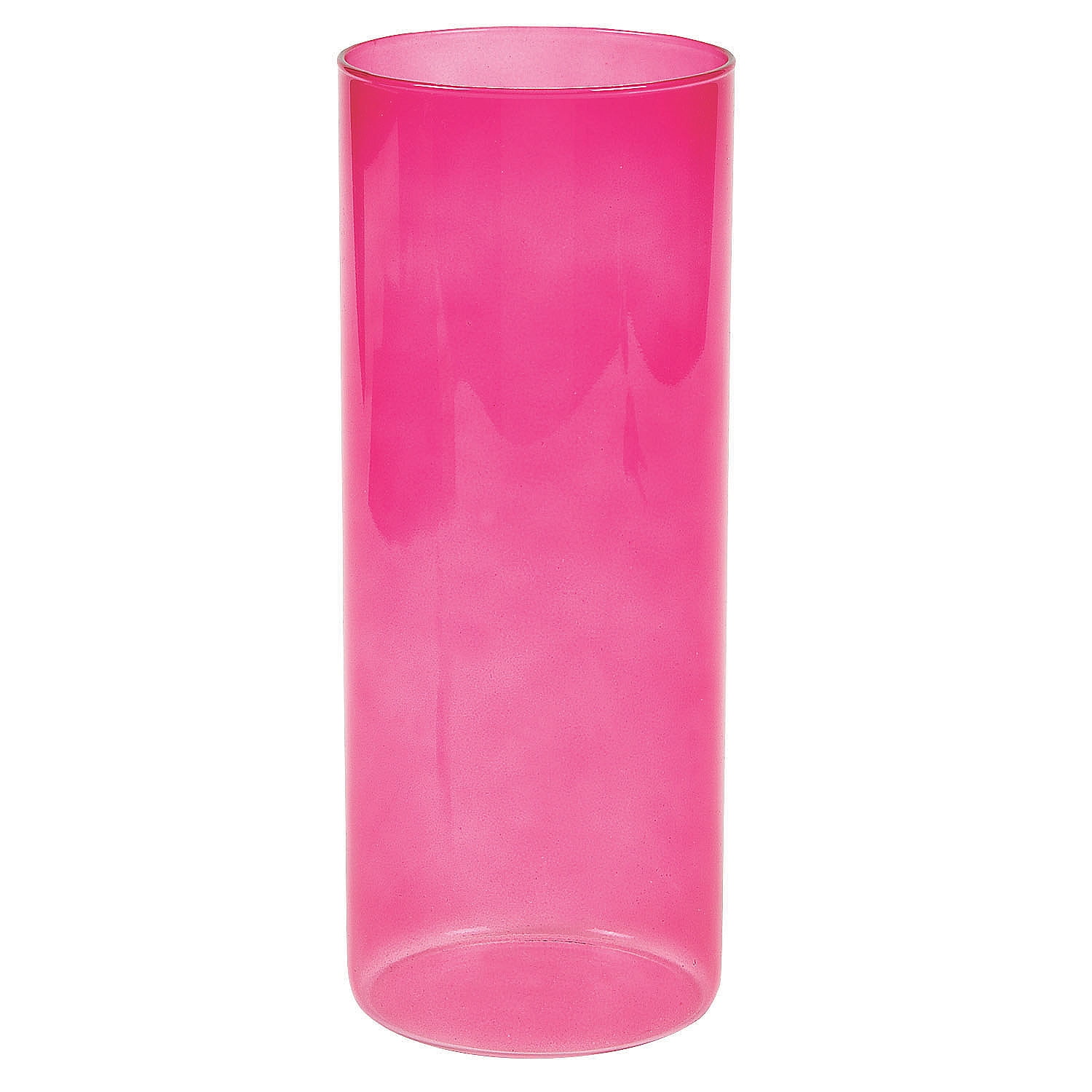 Pink Cylinder Clear Glass 10" Home Decor 1 Piece