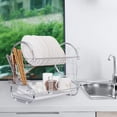 thumbnail image 6 of 2 Tier Dish Rack with Utensil Holder,Dish Drying Rack,Cup Holder and Dish Drainer for Kitchen Counter Top, Plated Chrome Dish Dryer Silver, 6 of 8