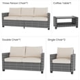thumbnail image 7 of 7Pcs Outdoor Dining Set,Patio Sectional Sofa Conversation Set All Weather Wicker Rattan Couch Dining Table & Chair with Ottoman (7 Seat Gray/Beige), 7 of 7