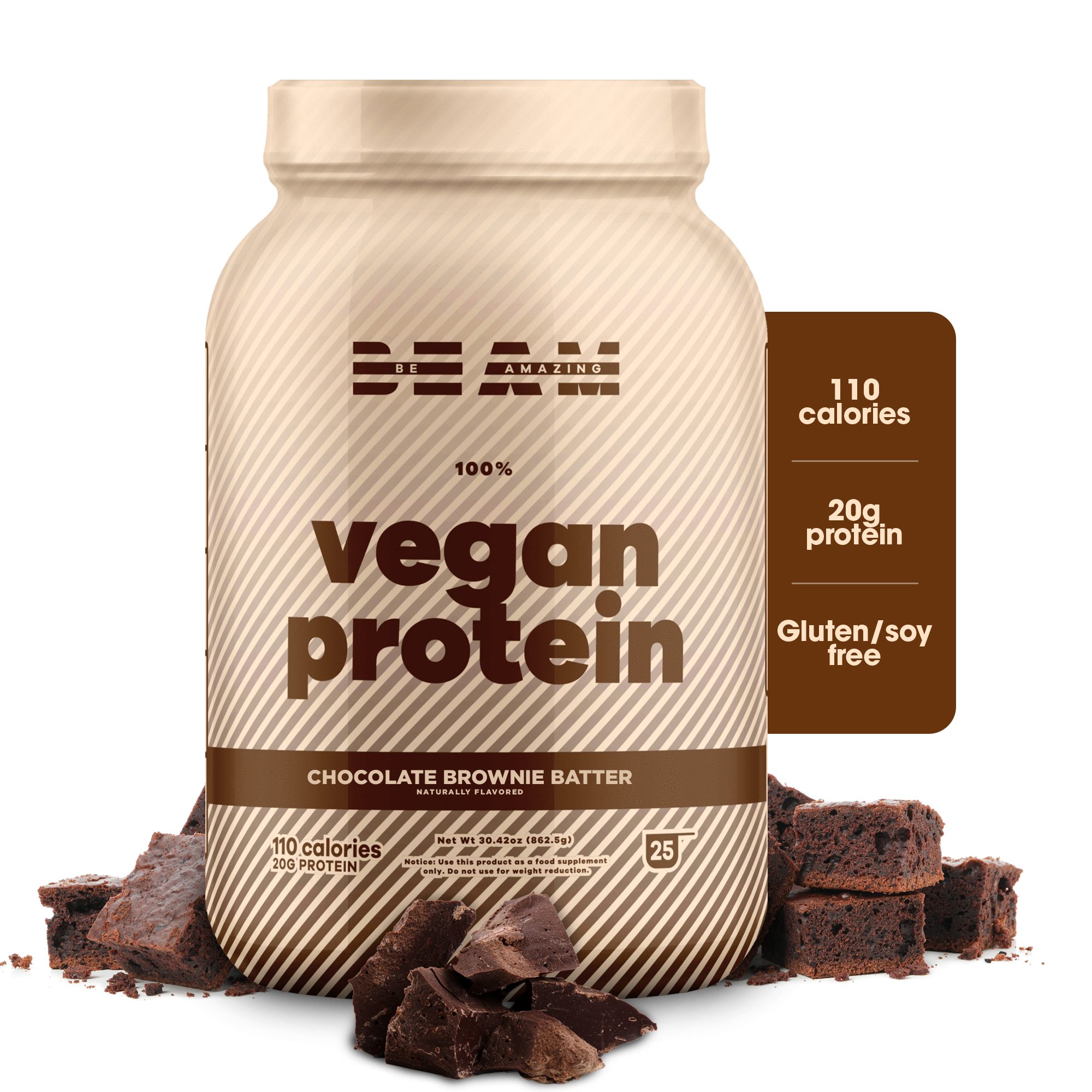 BEAM Be Amazing Vegan Protein Powder, PlantBased Choco Protein, SugarandGlutenFree Protein