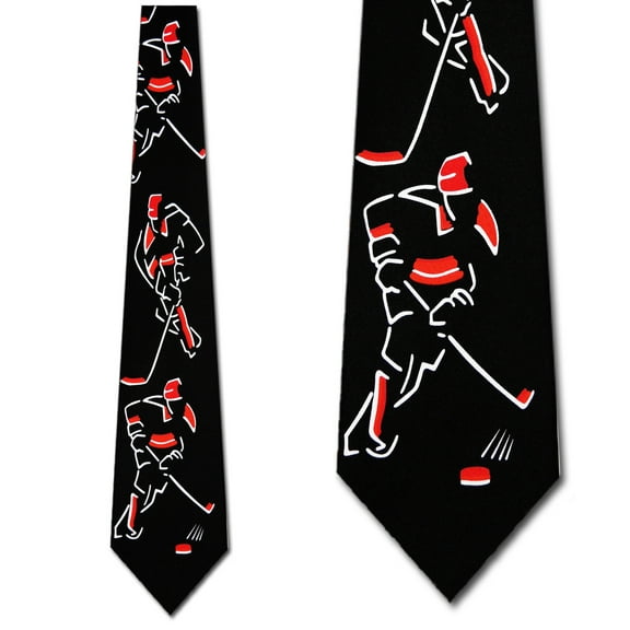 Hockey Images (Black and Red) Necktie Mens Tie