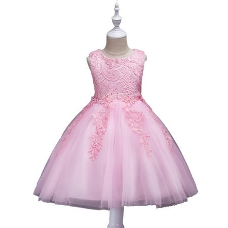 

LAPA Children Girls Lace Sleeves Night Dress Elegant Solid Ball Gown