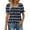 Dark Blue, variant on Shirt for Women Plus Size Short Sleeve Square Neck Stripe Printing Casual Loose T-shirt Army Green XXL