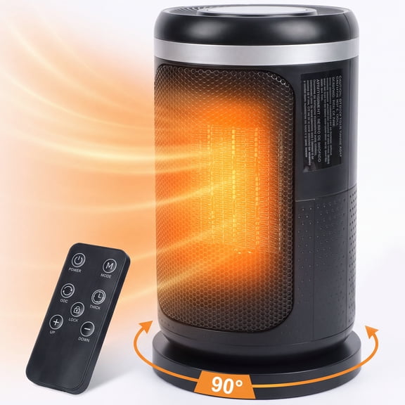 Space Heaters for Home,1500W Portable Heater with Remote, 90℃ Oscillation, PTC Electric Heater with Thermostat, 1-12h Timer, 3 Modes for Home Office