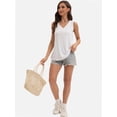 thumbnail image 6 of 3-pack White Womens Tank Tops V Neck Summer Trendy Casual Loose Fit Flowy Sleeveless Shirts, 6 of 6