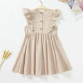 thumbnail image 4 of Little Girl Dresses Flutter Sleeve A-Line Tiered Swing Cotton Khaki Dresses For Girls Toddler Birthday Dress Girls Fancy Dress, 4 of 7