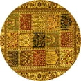 thumbnail image 1 of Ahgly Company Indoor Round Abstract Yellow Modern Area Rugs, 5' Round, 1 of 4