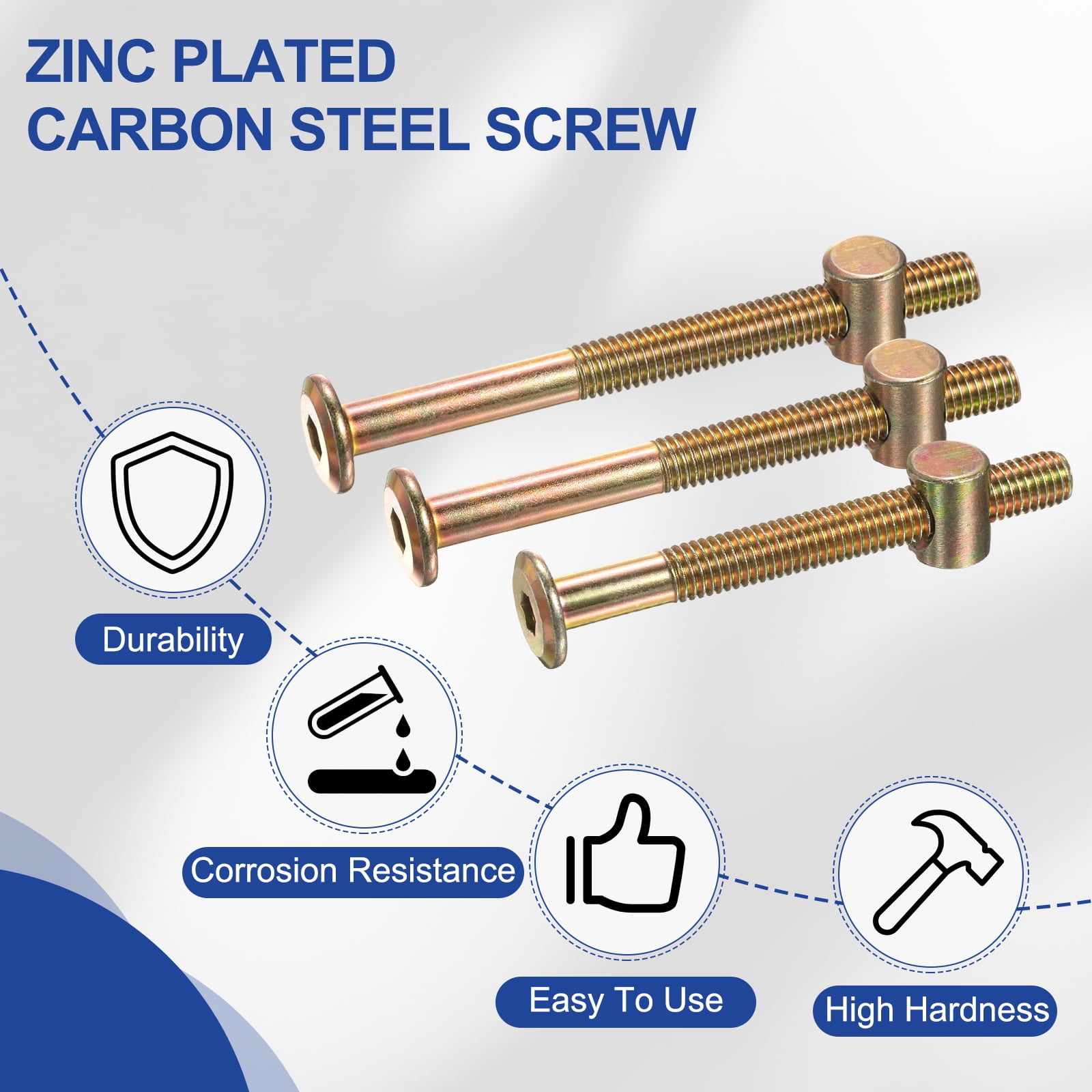 Uxcell 8 Set Bunk Bed Bolts and Nuts, M8x120mm Hex Drive Socket Cap Screws Nuts for Beds Headboards Chairs Furniture