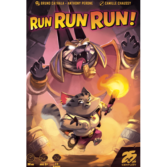 Run Run Run, Cooperative Board Game with Cat Adventurers in a Pyramid, 1 to 4 Players - 25th Century Games