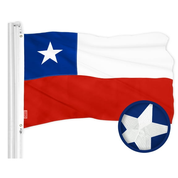 G128 Chile Chilean Flag | 3x5 Ft | ToughWeave Series Embroidered 300D Polyester | Country Flag, Embroidered Design, Indoor/Outdoor, Brass Grommets