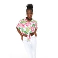 thumbnail image 5 of Women's Hawaiian Tie Front Crop Top Aloha Shirt in Sandy Beach Lotus and Orchid 2XL, 5 of 5