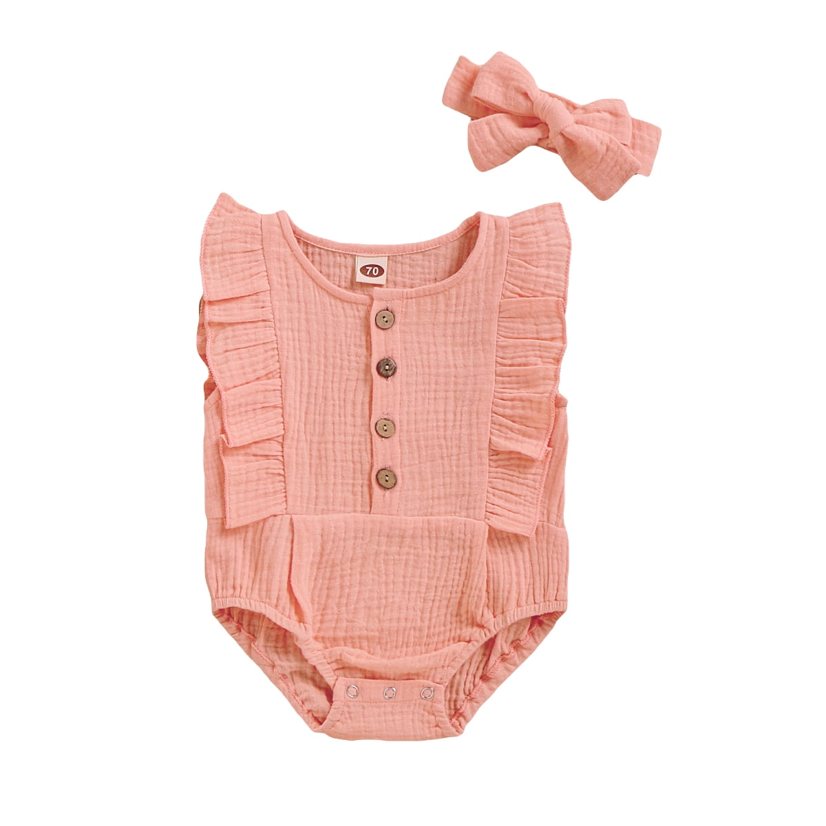 Newborn Rompers Infant Baby Girl Jumpsuit Outfit Kid Sleeveless Ruffled Bodysuit