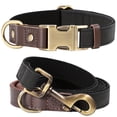 thumbnail image 1 of CNKOO PU Synthetic Leather Pet Collar and Leash Set  Retro Color Matching Durable Nylon Webbing Lined Dog Collar Suitable for Large  Medium and Small Dogs, 1 of 6