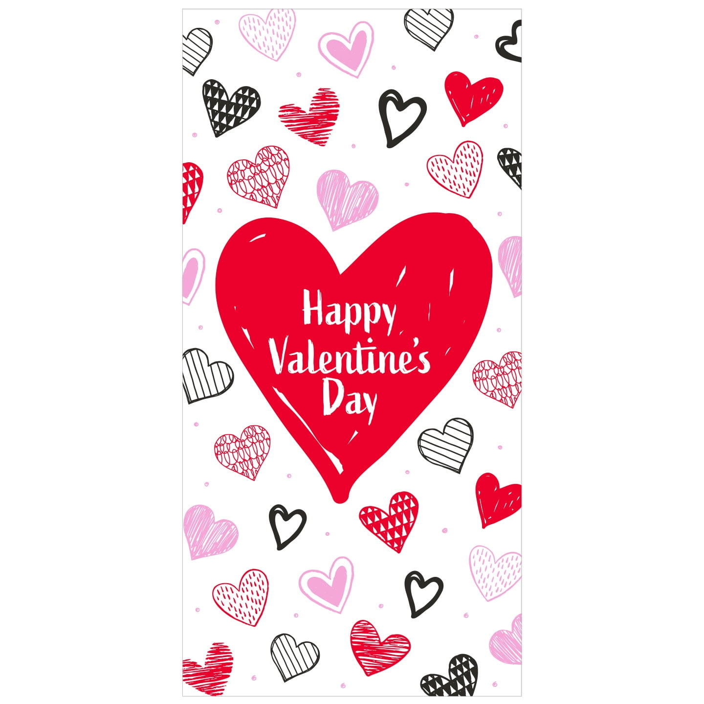 Way to Celebrate! Valentine's Hearts Multicolor Plastic Door Cover Decoration, 72' x 36"