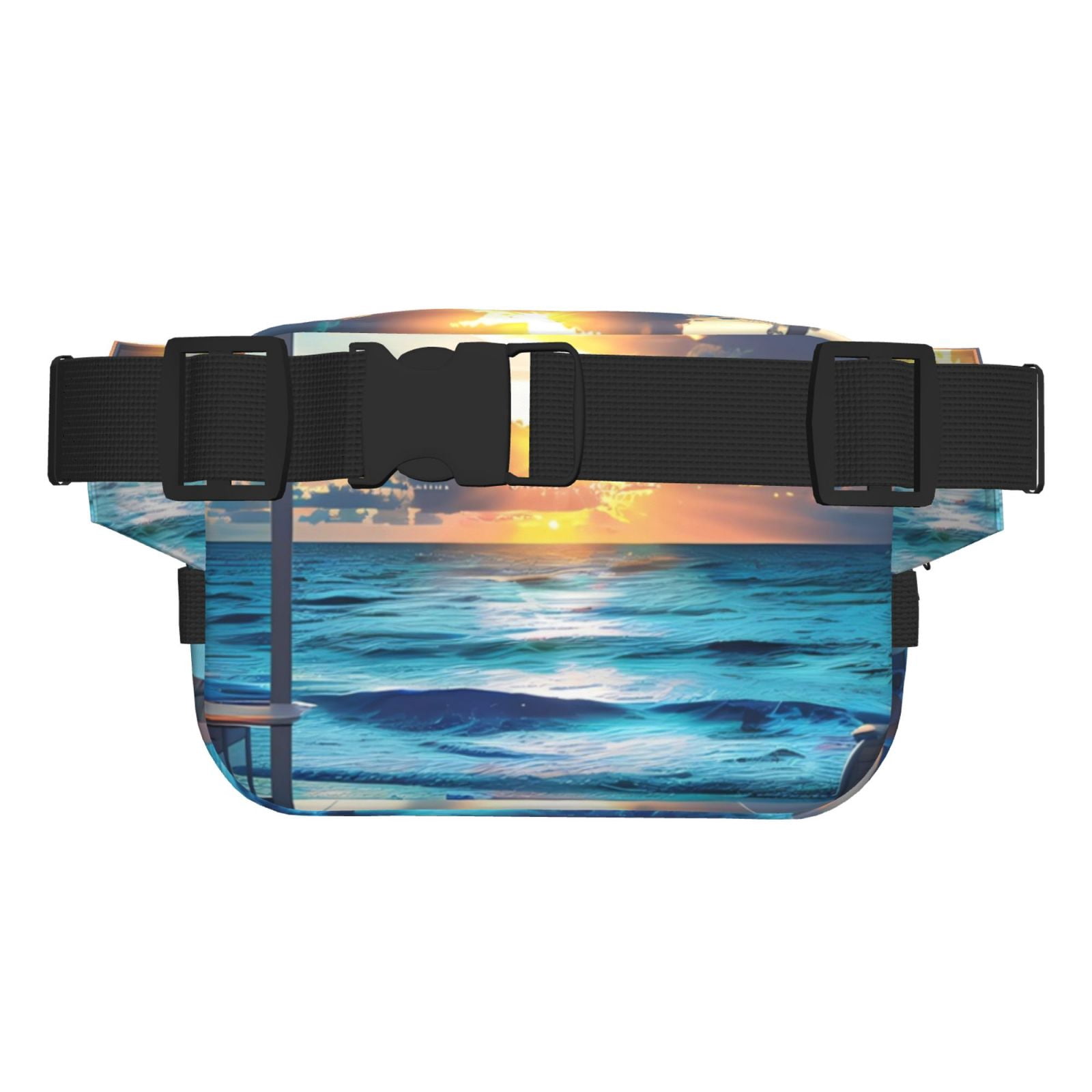 Picia Ocean View Bedroom Print Square Double-Layer Waist Bag Mini Adjustable Waist Belt Bag Exercise Running Travel Hiking