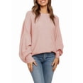 thumbnail image 3 of Women'S Oversized Crewneck Sweater Batwing Puff Long Sleeve Cable Slouchy Pullover Jumper Tops, 3 of 7